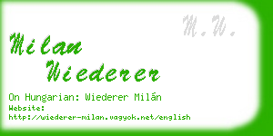 milan wiederer business card